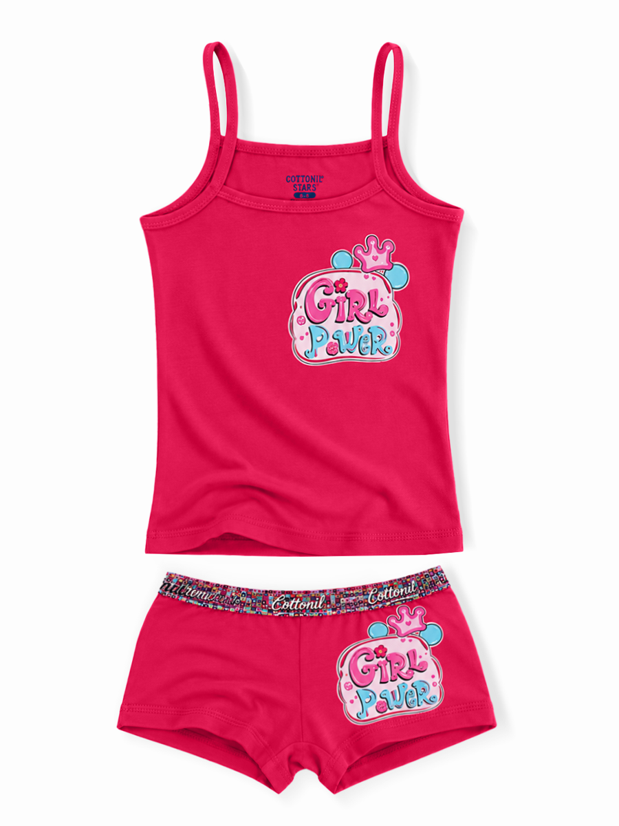 COTTONIL Babies Cotton Heart Top & Boyshort Set - Pink