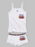 COTTONIL Babies Cotton Heart Top & Boyshort Set - White