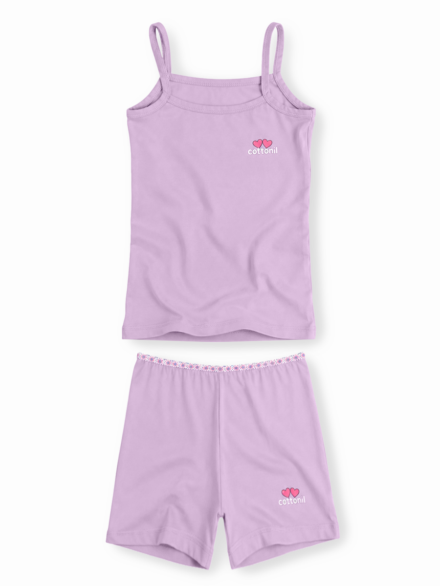 COTTONIL Babies Cotton Heart Top & Shorts Set - Lavender