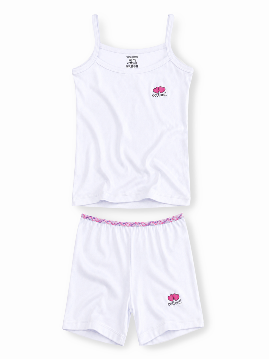 COTTONIL Babies Cotton Heart Top & Shorts Set - White
