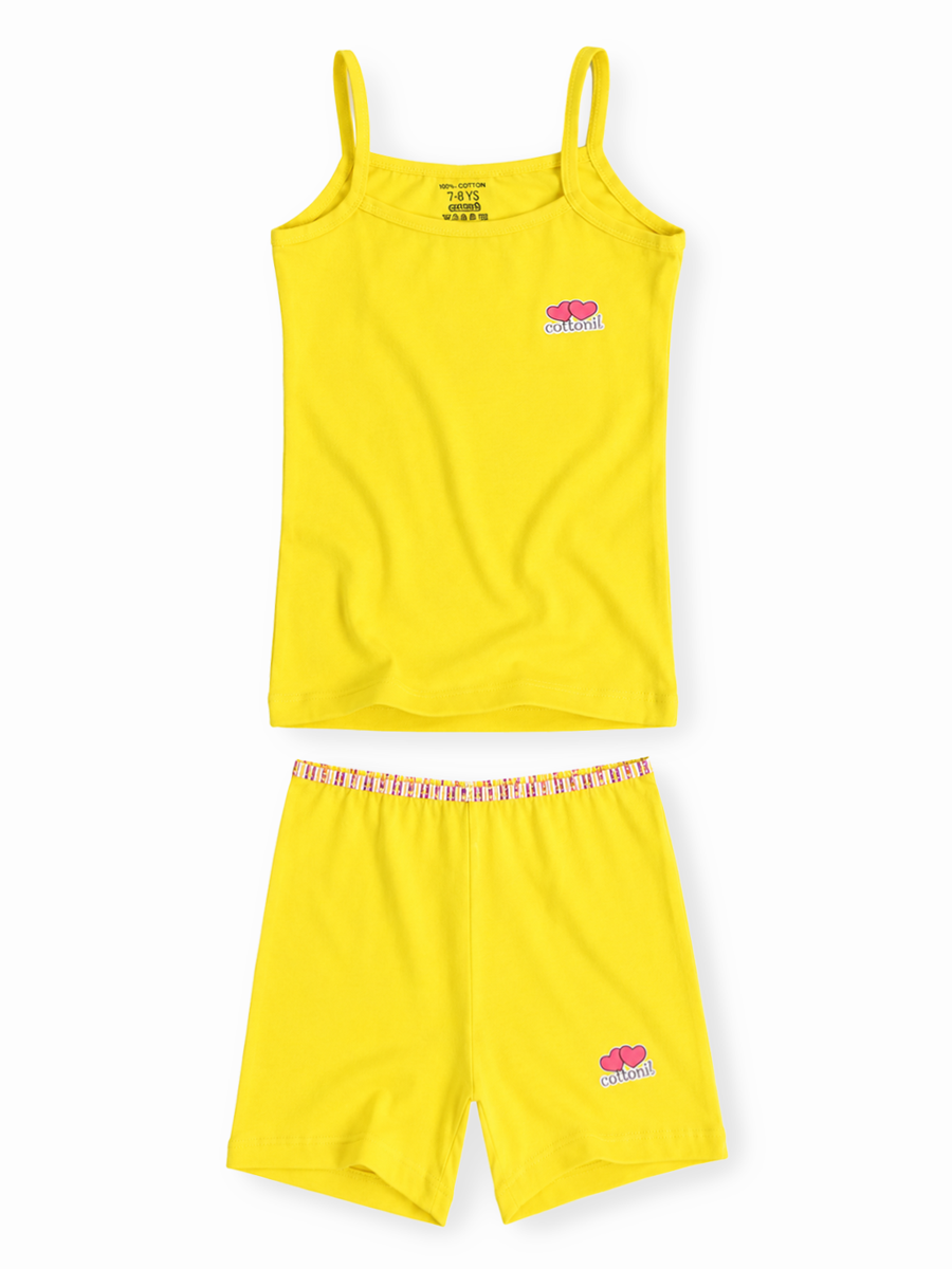 COTTONIL Babies Cotton Heart Top & Shorts Set - Yellow