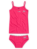 COTTONIL Babies Cotton Heart Top & Culottes Set - Fuchsia