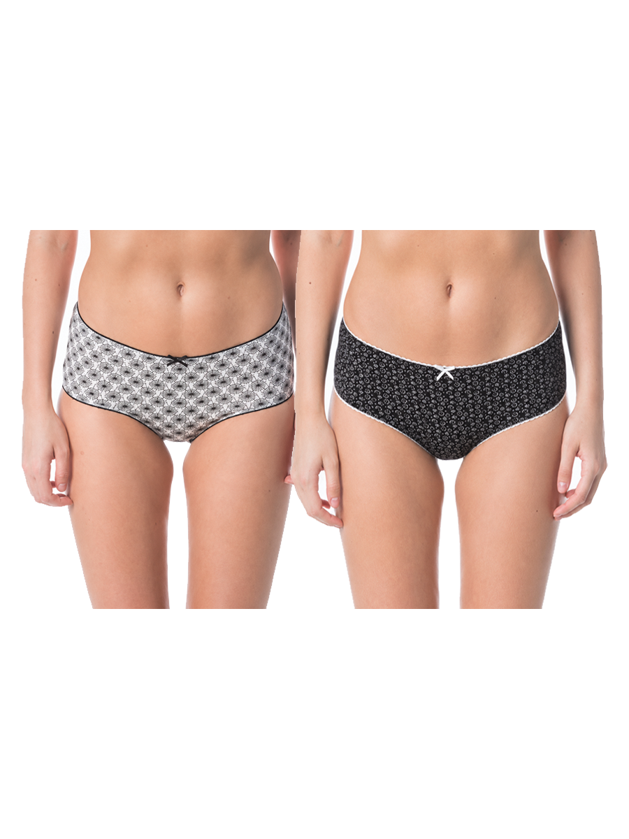 COTTONIL Women's Cotton Candy Printed Midi Briefs - Pack of 2 - Assorted Colors