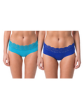 COTTONIL Women's Cotton Candy Lace Midi Briefs - Pack of 2 - Blue/Turquoise