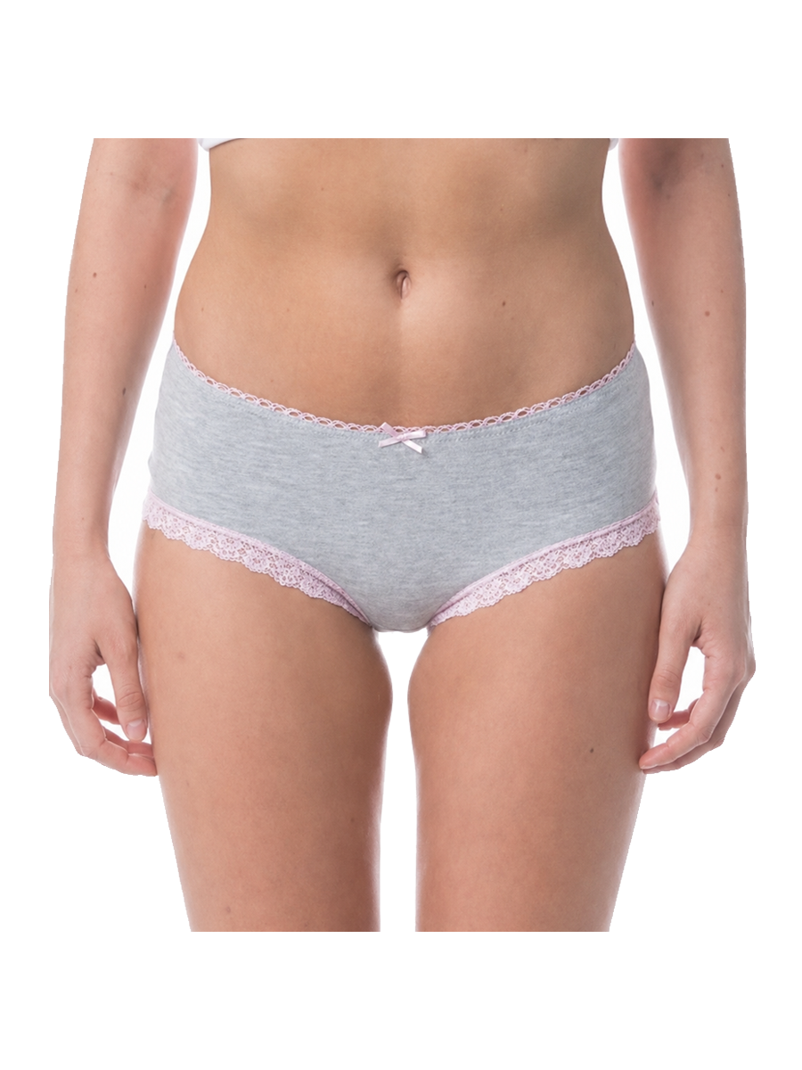COTTONIL Women's Cotton Candy Midi Fancy Lace Briefs - Grey