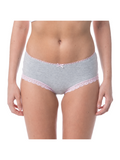 COTTONIL Women's Cotton Candy Midi Fancy Lace Briefs - Grey