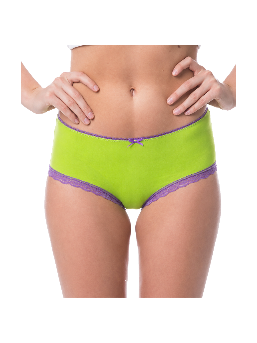 COTTONIL Women's Cotton Candy Midi Fancy Lace Briefs - Lime Green