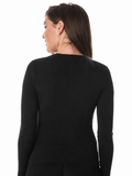 COTTONIL Women's Cotton Crew Neck Long-Sleeve Undershirt - Black