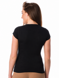 COTTONIL Women's Cotton Crew Neck Short-Sleeve Undershirt - Black