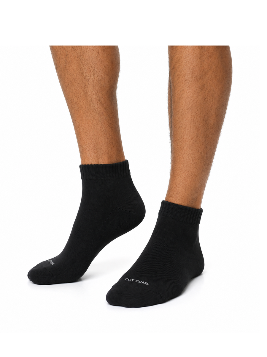 COTTONIL Men's Cotton Ankle Sport Socks - Black