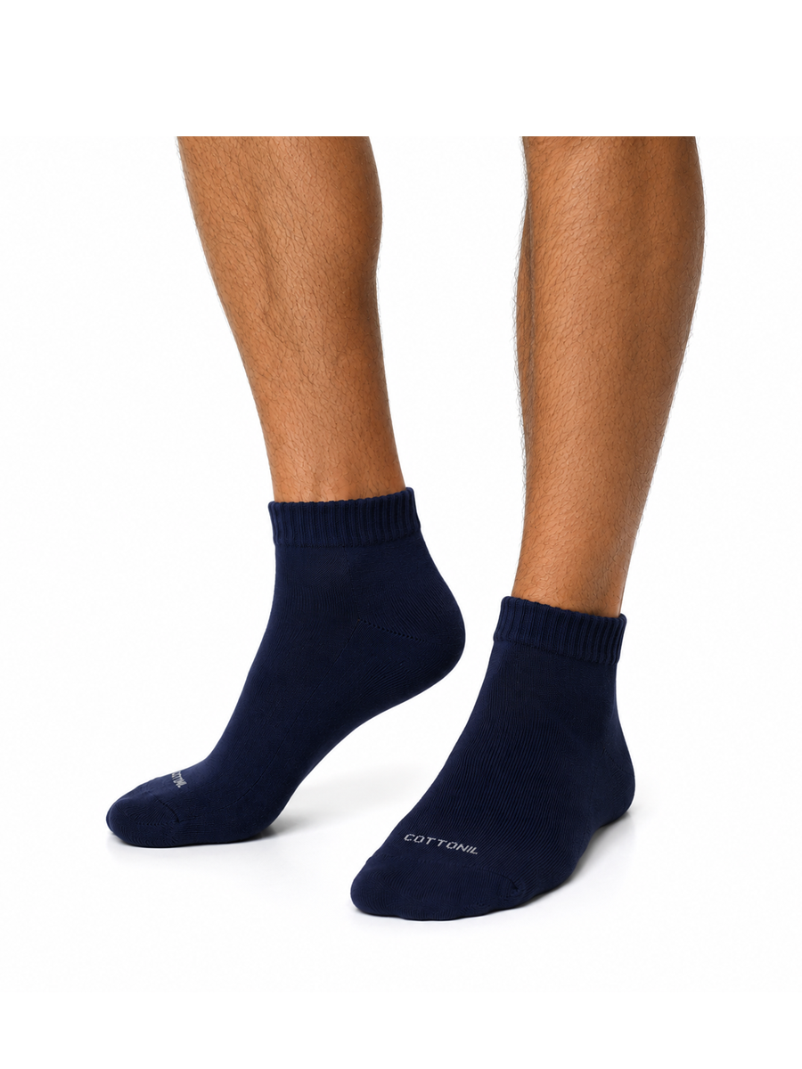 COTTONIL Men's Cotton Ankle Sport Socks - Navy
