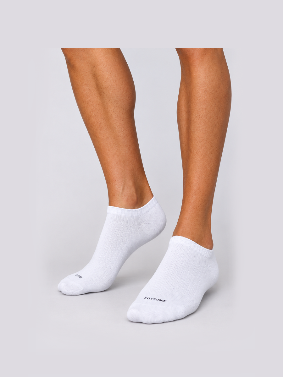 COTTONIL Men's Cotton No-Show Socks - White