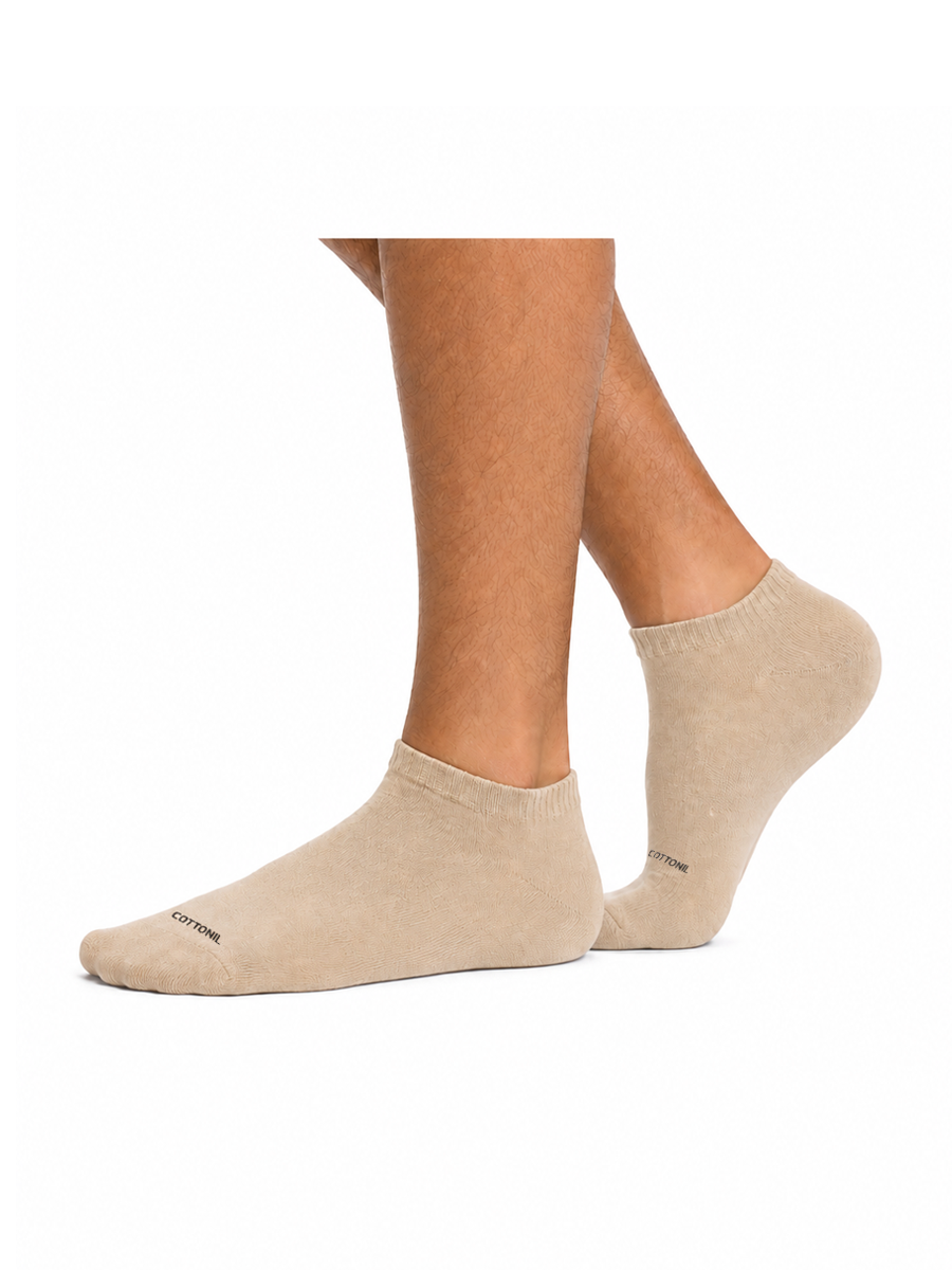 COTTONIL Men's Cotton Ankle Classic Socks - Beige
