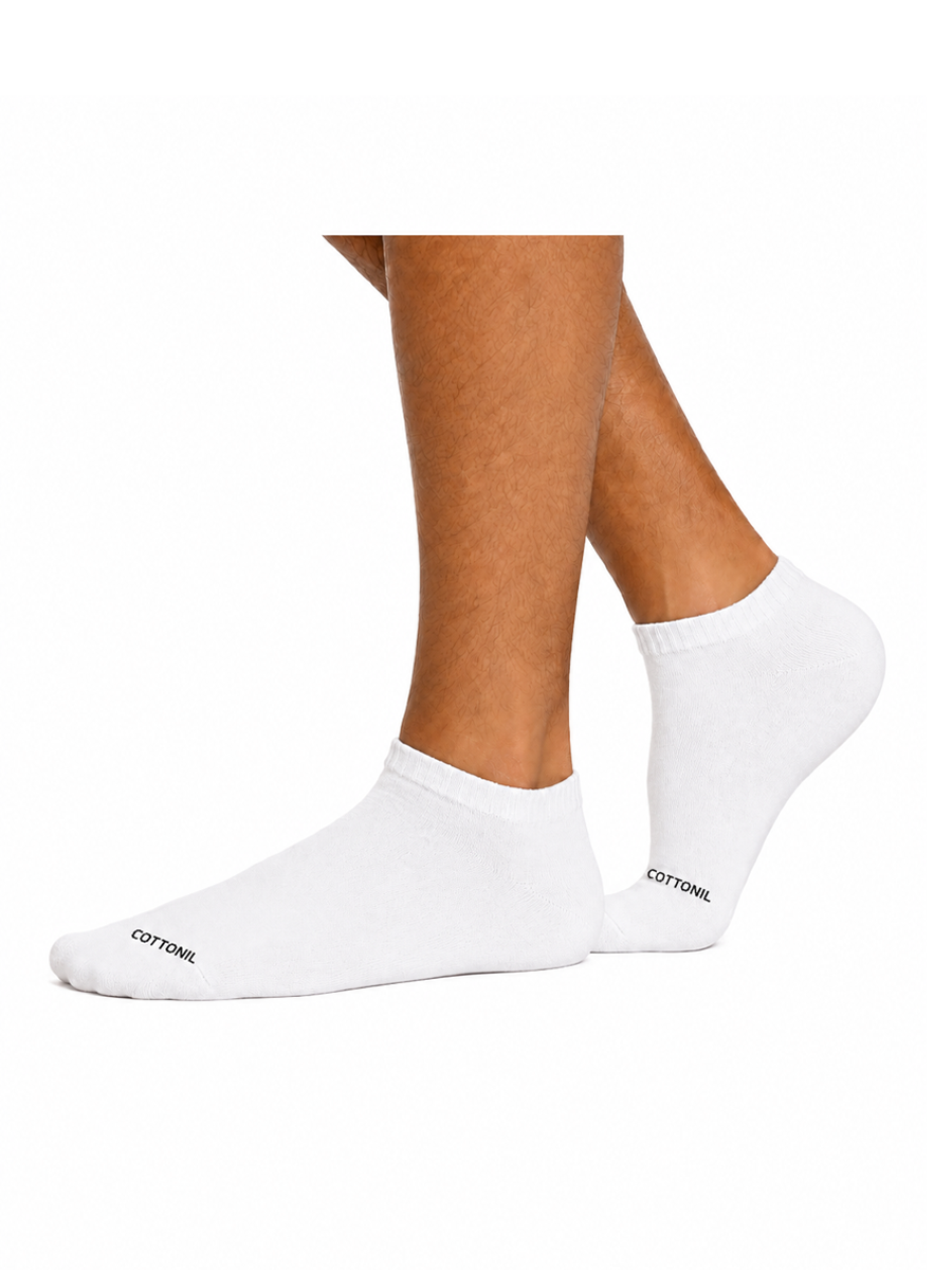 COTTONIL Men's Cotton Ankle Classic Socks - White