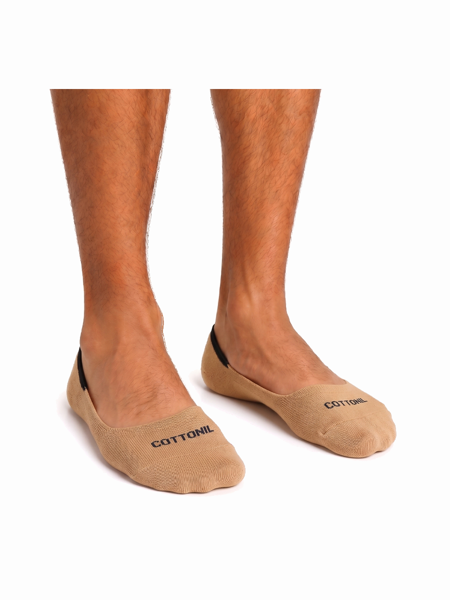 COTTONIL Men's Cotton Summer Footie Socks - Beige