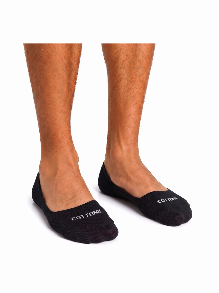 COTTONIL Men's Cotton Summer Footie Socks - Black