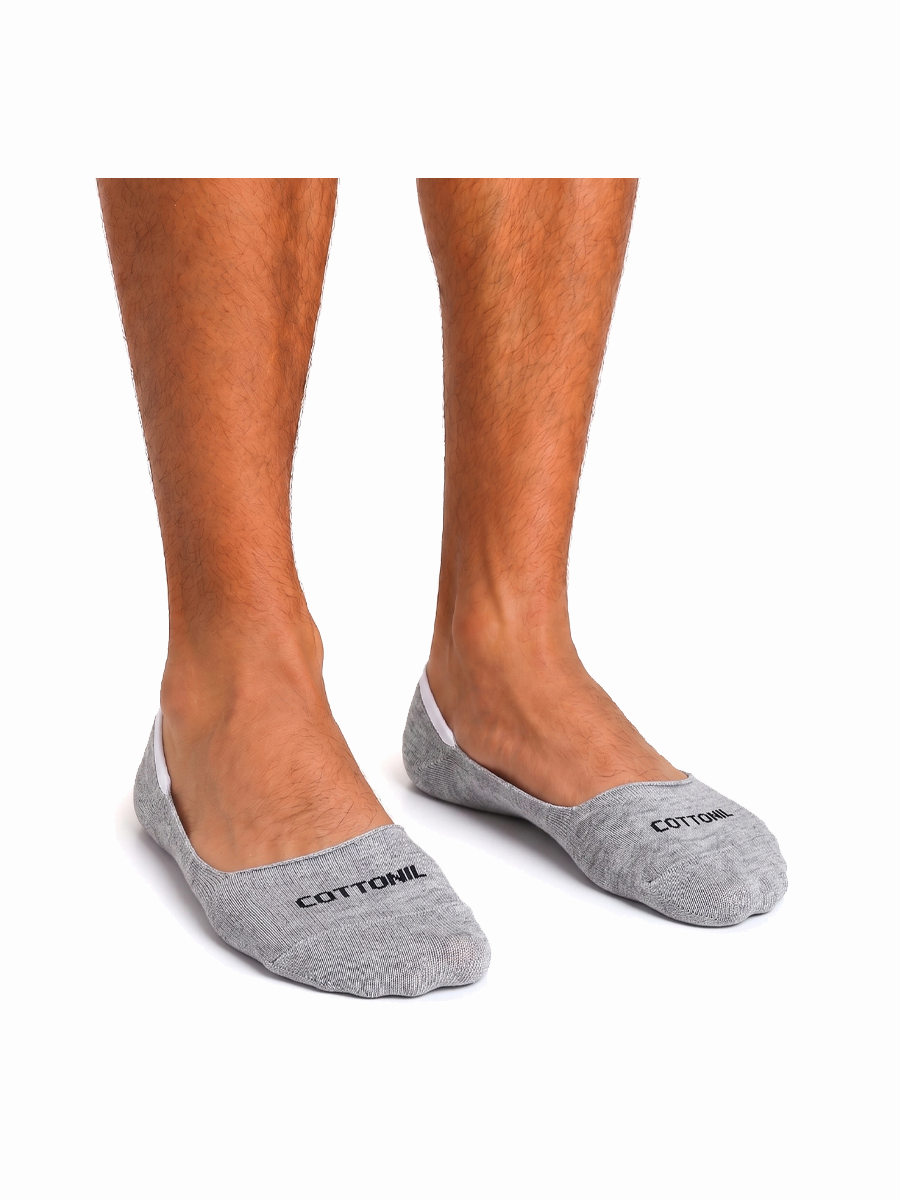 COTTONIL Men's Cotton Summer Footie Socks - Grey Melange