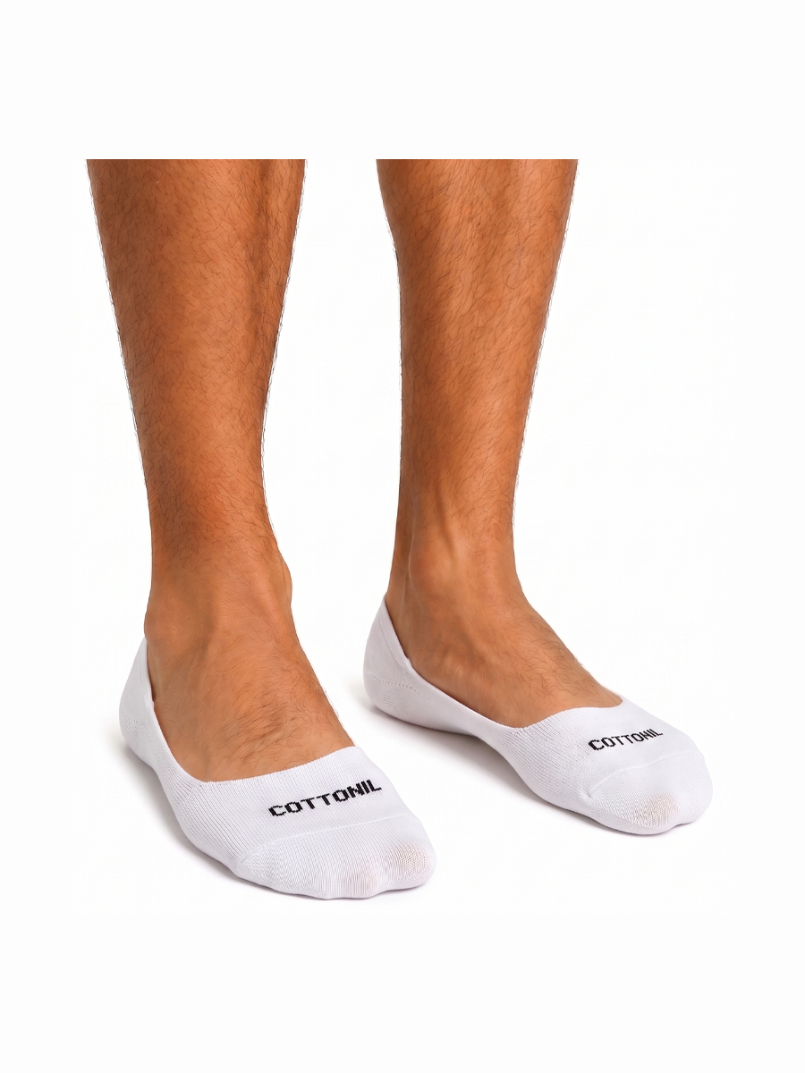 COTTONIL Men's Cotton Summer Footie Socks - White