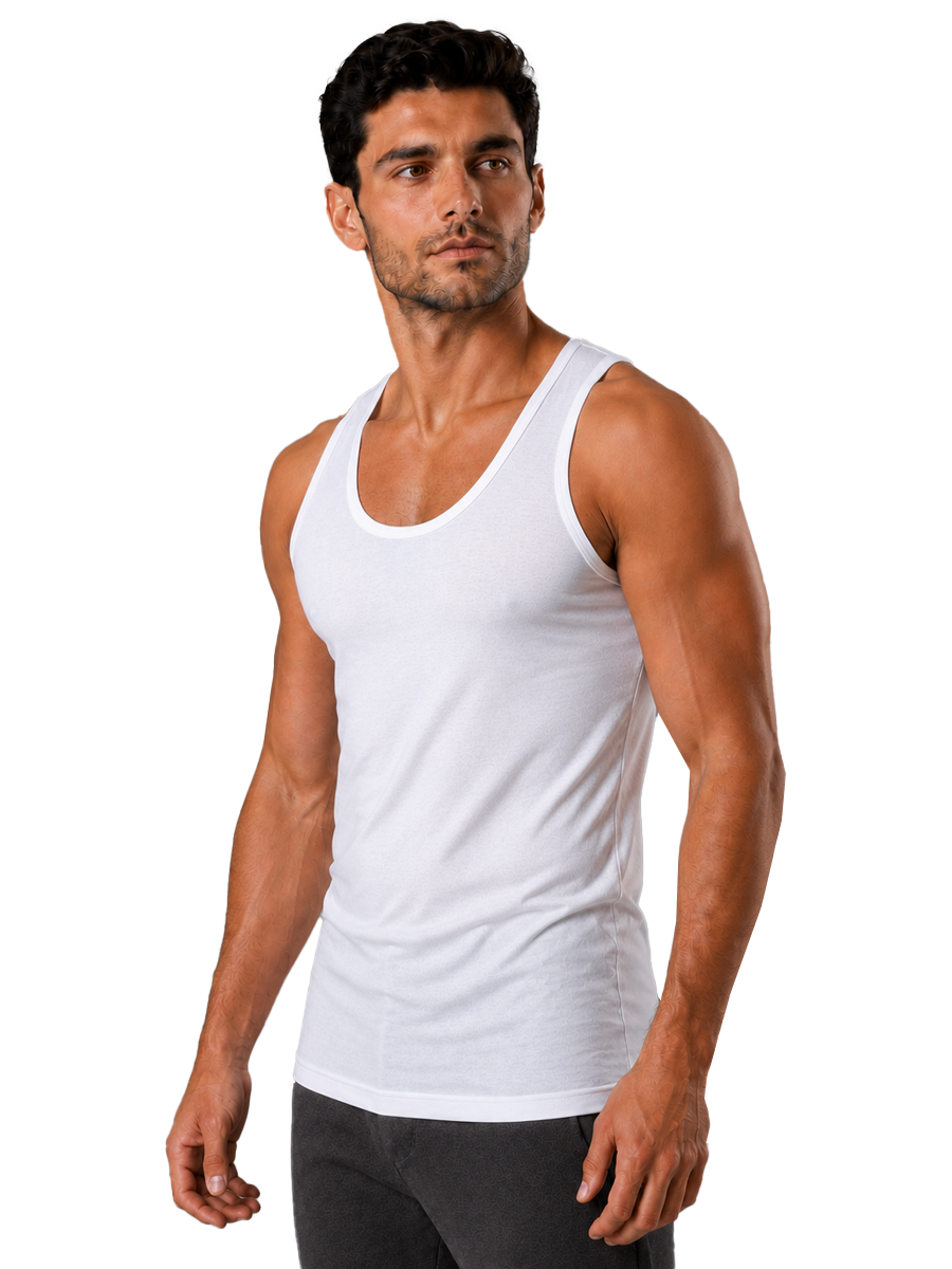 COTTONIL Men's Combed Cotton Sleeveless Undershirt - White