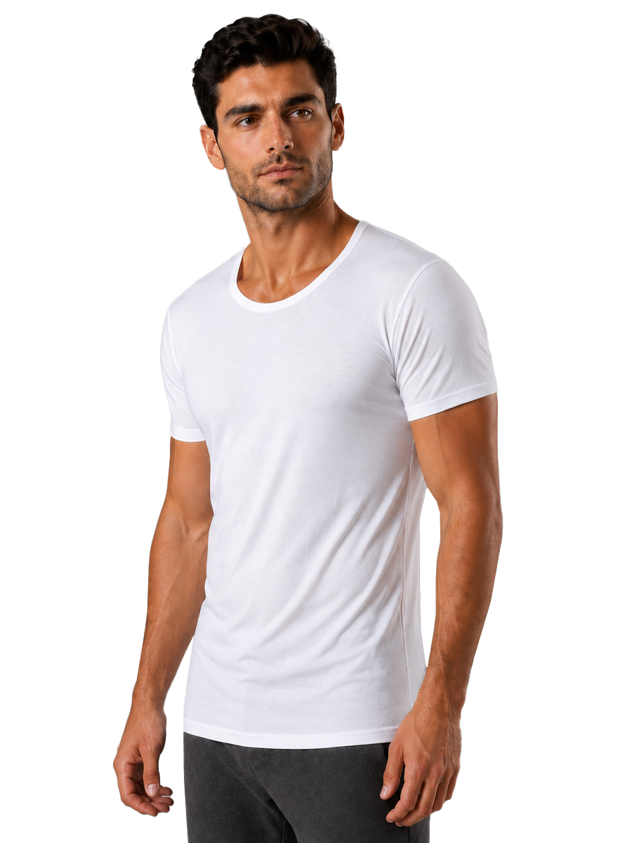 COTTONIL Men's Combed Cotton Short-Sleeve Undershirt - White