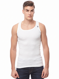 COTTONIL Men's Ribbed Cotton Sleeveless Undershirt - White