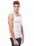 COTTONIL Men's Ribbed Cotton Sleeveless Undershirt - White