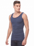 COTTONIL Men's Ribbed Cotton Sleeveless Undershirt - Navy