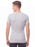 COTTONIL Men's Ribbed Cotton V-Neck Short-Sleeve Undershirt - Grey Melange