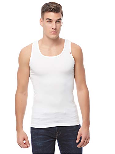Cottonil Men Sleeveless Cotton Stretch White