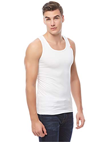 Cottonil Men Sleeveless Cotton Stretch White