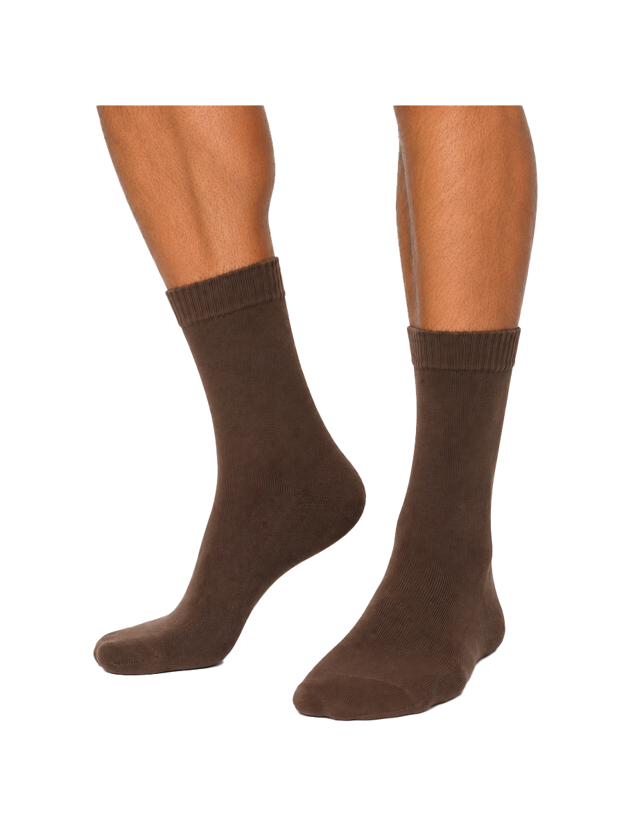 COTTONIL Men's Cotton Cushioned Sole Socks - Brown