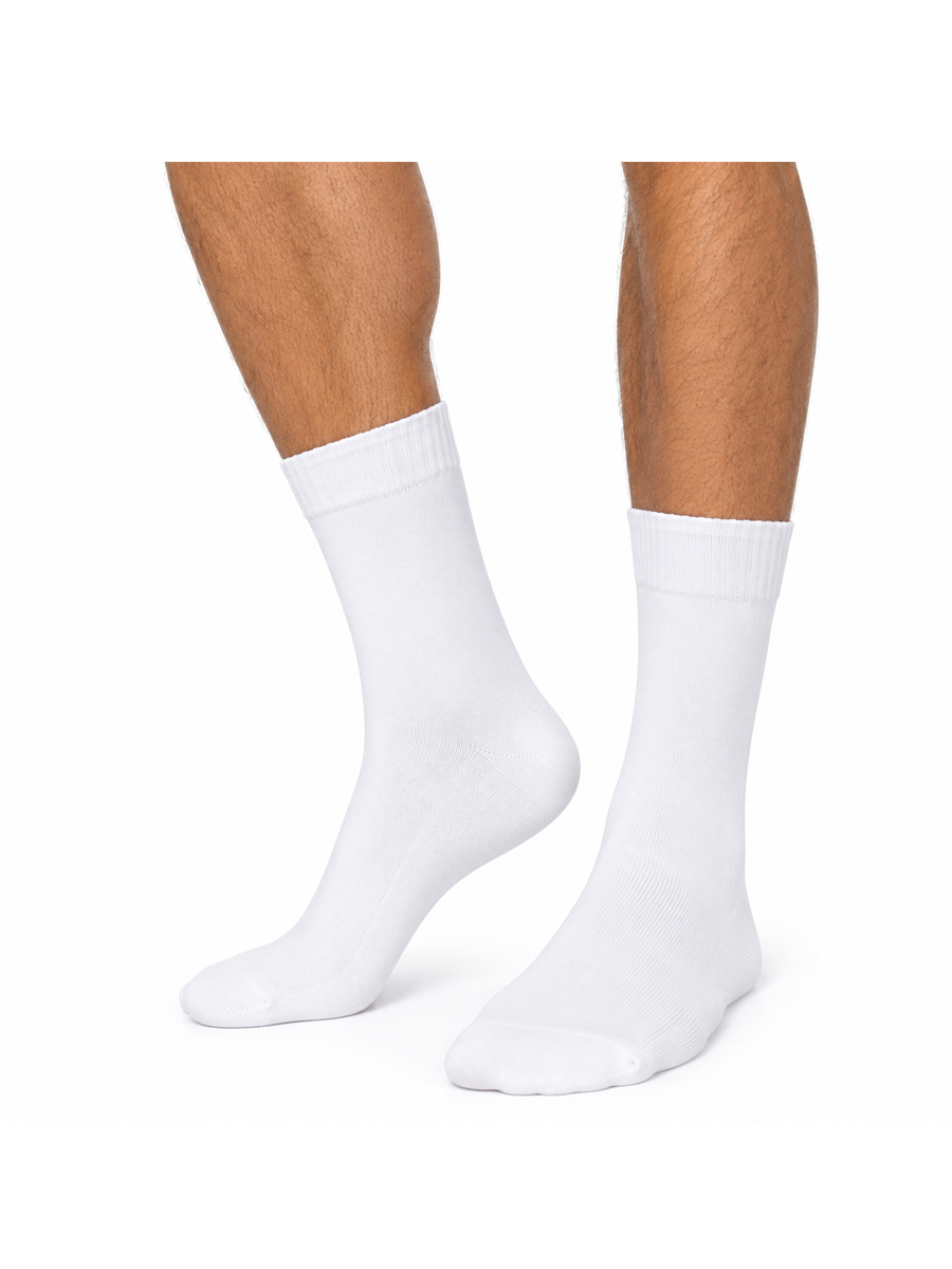COTTONIL Men's Cotton Cushioned Sole Socks - White