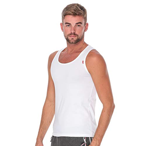 Cottonil Men Sleeveless Cotton Stretch White
