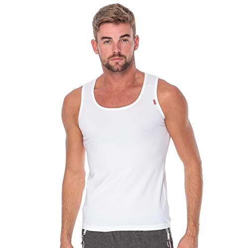Cottonil Men Sleeveless Cotton Stretch White