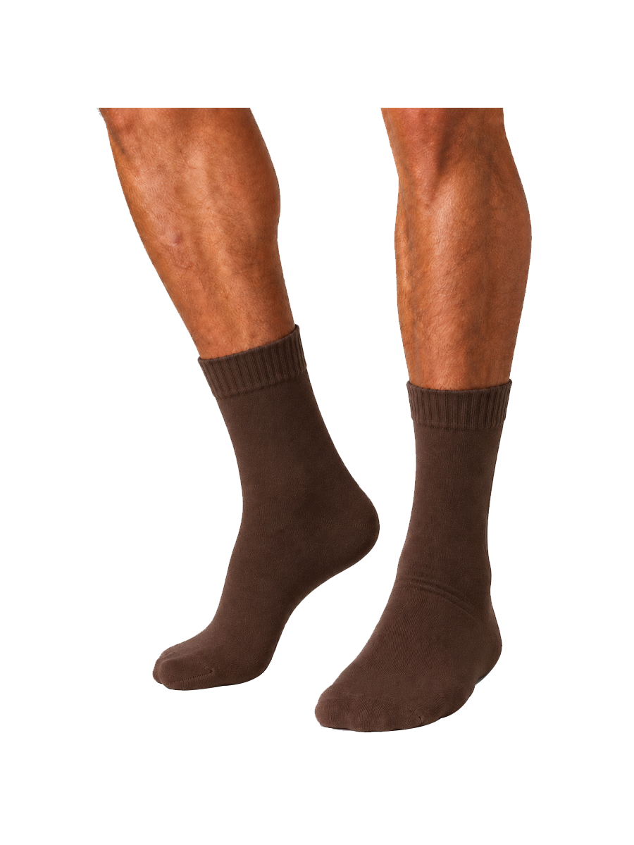 COTTONIL Men's Full-Cushion Cotton Socks - Brown