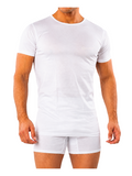 COTTONIL Men's Mercerised Cotton O-Neck Short-Sleeve Undershirt - White