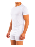 COTTONIL Men's Mercerised Cotton O-Neck Short-Sleeve Undershirt - White