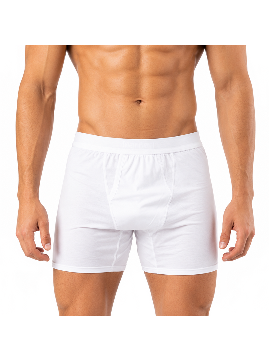 COTTONIL Men's Mercerised Cotton Boxer Shorts - White