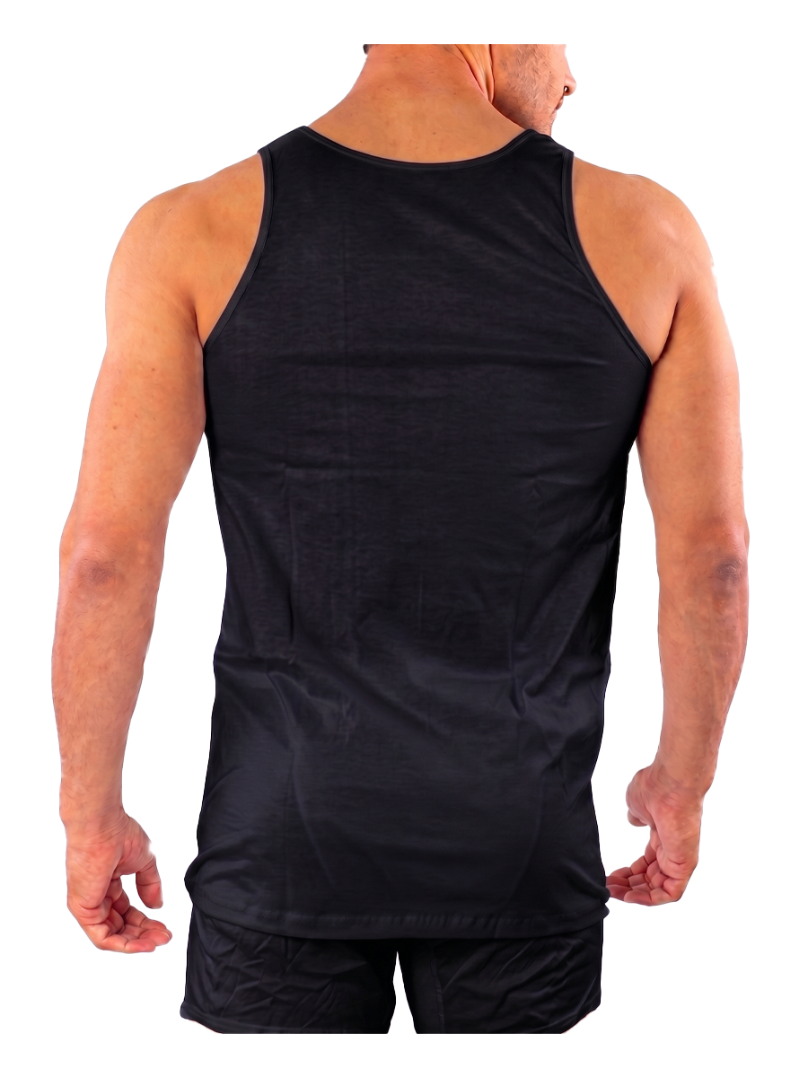 COTTONIL Men's Mercerised Cotton Sleeveless Undershirt - Black