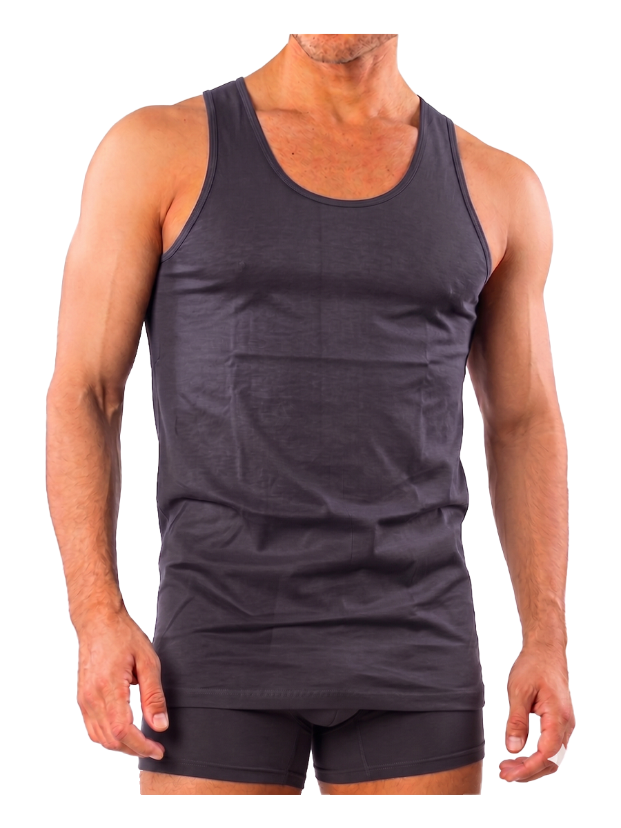COTTONIL Men's Mercerised Cotton Sleeveless Undershirt - D.Grey