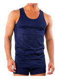 COTTONIL Men's Mercerised Cotton Sleeveless Undershirt - Navy