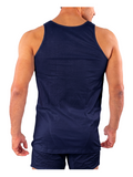 COTTONIL Men's Mercerised Cotton Sleeveless Undershirt - Navy