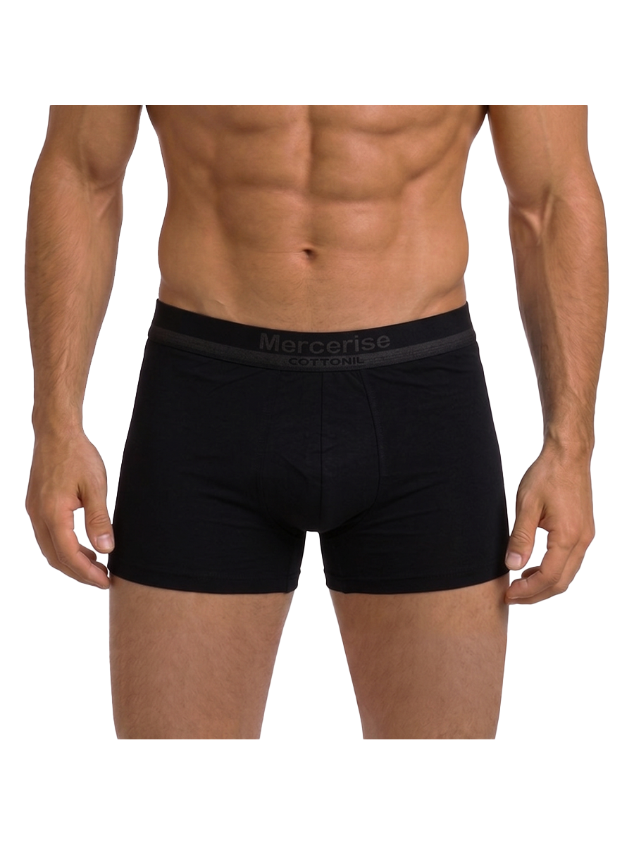 COTTONIL Men's Mercerised Cotton Boxer Briefs - Black