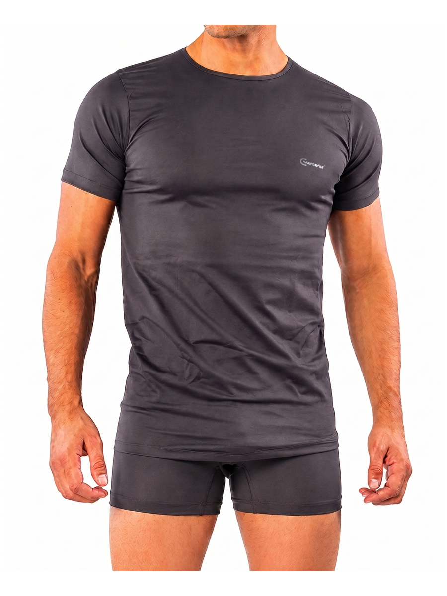 COTTONIL Men's Mercerised Cotton O-Neck Short-Sleeve Undershirt - D.Grey