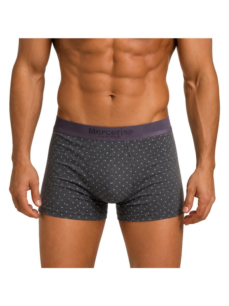 COTTONIL Men's Mercerised Cotton Printed Boxer Briefs - D.Grey AOP