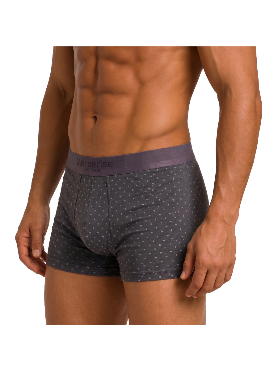 COTTONIL Men's Mercerised Cotton Printed Boxer Briefs - D.Grey AOP