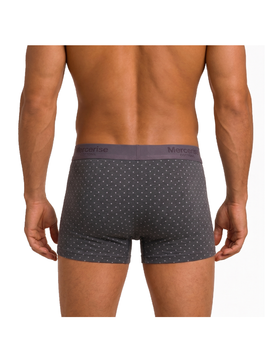 COTTONIL Men's Mercerised Cotton Printed Boxer Briefs - D.Grey AOP