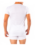 COTTONIL Men's Mercerised Cotton U-Neck Short-Sleeve Undershirt - White