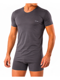 COTTONIL Men's Mercerised Cotton U-Neck Short-Sleeve Undershirt - D.Grey
