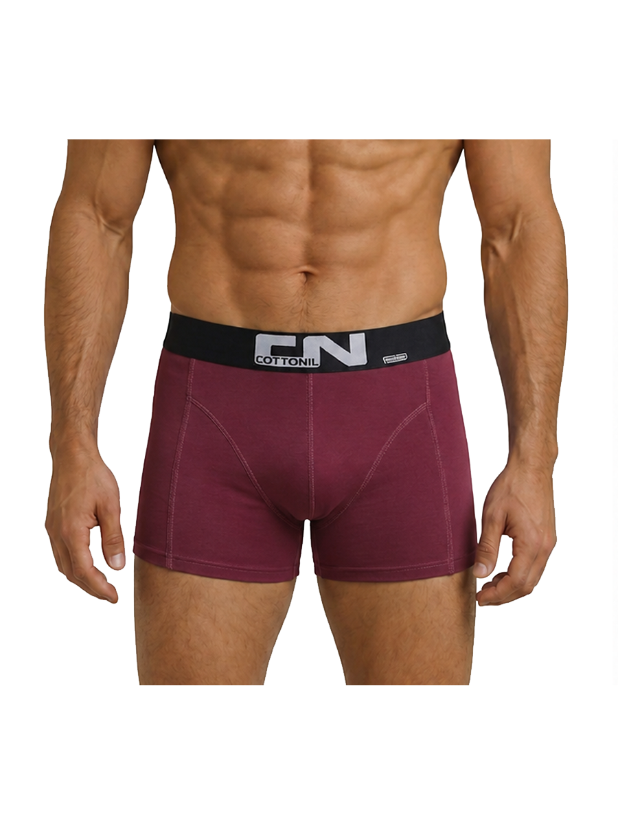 COTTONIL Men's Cotton CN Boxer Briefs - Burgundy